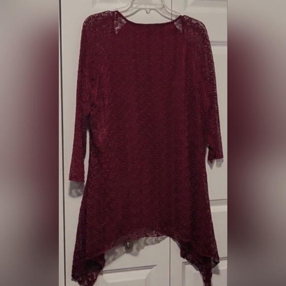 Indigo Soul 3,/4 sleeve blouse, lace sleeves, lined inside size XL - Picture 6 of 8